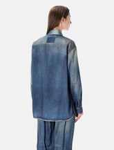 Golden Goose Overshirt Stampa Denim Blu Boxy Donna Taglio Linea - | Spazio Pritelli