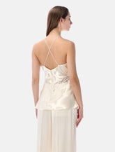 Alberta Ferretti satin top with lace inserts - | Spazio Pritelli