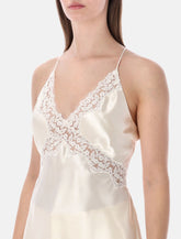 Alberta Ferretti satin top with lace inserts - | Spazio Pritelli