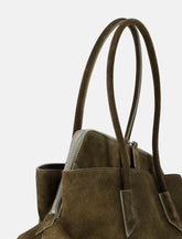 Suede Leather Asymmetric La Passeggiata Tote Bag - | Spazio Pritelli