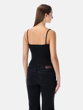 Diesel ribbed stretch cotton top with metallic Oval D logo - | Spazio Pritelli