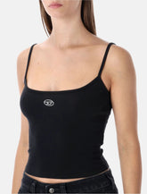 Diesel ribbed stretch cotton top with metallic Oval D logo - | Spazio Pritelli