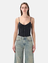 Diesel Bodysuit Ribbed Button Front Charcoal - | Spazio Pritelli