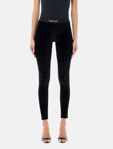 Tom Ford black stretch velour logo leggings - | Spazio Pritelli