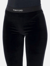 Tom Ford black stretch velour logo leggings - | Spazio Pritelli