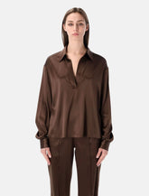 Tom Ford polo in raso di seta stretch con logo TF - | Spazio Pritelli