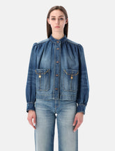 Chloé high-neck gathered denim jacket - | Spazio Pritelli