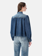 Chloé high-neck gathered denim jacket - | Spazio Pritelli
