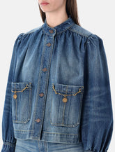 Chloé high-neck gathered denim jacket - | Spazio Pritelli