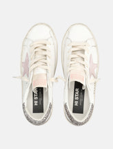 Sneakers da donna Golden Goose Hi Star in pelle bianca e rosa con glitter - | Spazio Pritelli