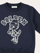 Felpa bambino navy con Mascotte Golden Goose - | Spazio Pritelli