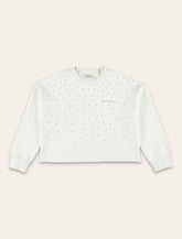 Golden Goose Kids Felpa Cropped Pile Con Pois Neri Bianco Logo - | Spazio Pritelli