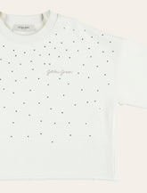 Golden Goose Kids Felpa Cropped Pile Con Pois Neri Bianco Logo - | Spazio Pritelli