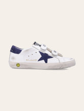 Sneakers Old School da bambino in pelle bianca e blu Golden Goose - | Spazio Pritelli