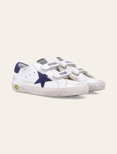Sneakers Old School da bambino in pelle bianca e blu Golden Goose - | Spazio Pritelli