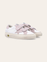 Sneaker Golden Goose da bambina May School bianca e rosa - | Spazio Pritelli