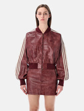 Adidas Originals burgundy faux leather cropped bomber jacket - | Spazio Pritelli