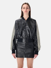Adidas Originals black faux leather cropped bomber jacket - | Spazio Pritelli