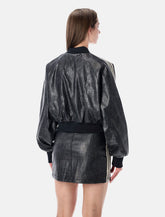 Adidas Originals black faux leather cropped bomber jacket - | Spazio Pritelli