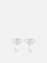 Self-Portrait Crystal Bow Pearl earrings - | Spazio Pritelli