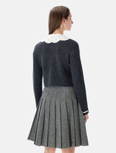 Cardigan antracite con colletto in pizzo di Self-Portrait - | Spazio Pritelli