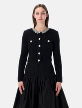 Self-Portrait black crystal trim cardigan - | Spazio Pritelli