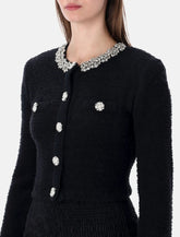 Cardigan nero con cristalli di Self-Portrait - | Spazio Pritelli