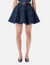 Self-Portrait flared blue denim mini skirt - | Spazio Pritelli