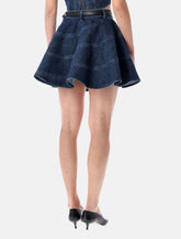 Self-Portrait flared blue denim mini skirt - | Spazio Pritelli