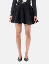 Self-Portrait flared black denim mini skirt - | Spazio Pritelli