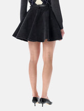 Self-Portrait flared black denim mini skirt - | Spazio Pritelli