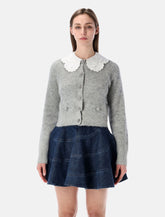 Self-Portrait broderie anglaise collar cardigan - | Spazio Pritelli