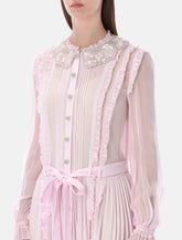 Self-Portrait pink pleated georgette midi dress - | Spazio Pritelli