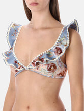 Zimmermann floral ruffled triangle bikini top - | Spazio Pritelli