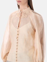 Zimmermann Rebellion peach silk-linen blouse - | Spazio Pritelli