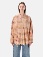 R13 camicia in cotone a quadri sfrangiata - | Spazio Pritelli