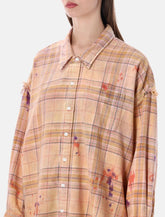 R13 camicia in cotone a quadri sfrangiata - | Spazio Pritelli