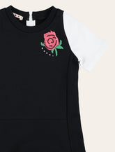 MARNI Vestito Jersey Ricamo Rosa Nero Con Maniche Bianche - | Spazio Pritelli