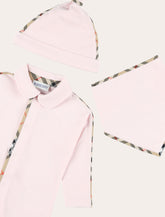 Set Regalo in cotone rosa con profili Check per neonati di Burberry - | Spazio Pritelli