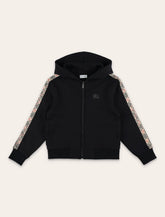 Burberry cotton hoodie with Check trims for kids - | Spazio Pritelli
