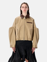 Sacai Chino Bomber with Leather Collar and Details - | Spazio Pritelli