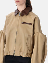 Sacai Chino Bomber with Leather Collar and Details - | Spazio Pritelli