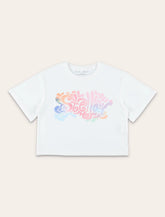 Stella McCartney Kids psychedelic logo cropped t-shirt - | Spazio Pritelli