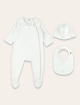 Set Regalo Neonata Chloé – Tutina, Cappello e Bavaglino - | Spazio Pritelli