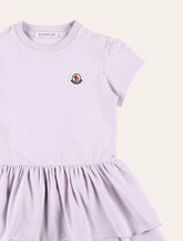 Moncler Dress Patch Logo Soft Knit Tiered Ruffle Silhouette Lilac - | Spazio Pritelli