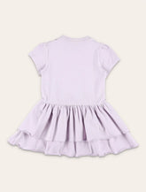 Moncler Dress Patch Logo Soft Knit Tiered Ruffle Silhouette Lilac - | Spazio Pritelli