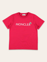 MONCLER Logo Tee for Boys Kids Pink Colorway Short Sleeve Junior - | Spazio Pritelli