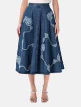 Gonna midi in denim floreale di Rotate - | Spazio Pritelli