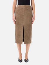 Gonna midi a tubo in camoscio di Rotate - | Spazio Pritelli