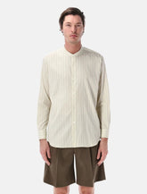 Aurelee cotton-silk stripe stand collar shirt - | Spazio Pritelli